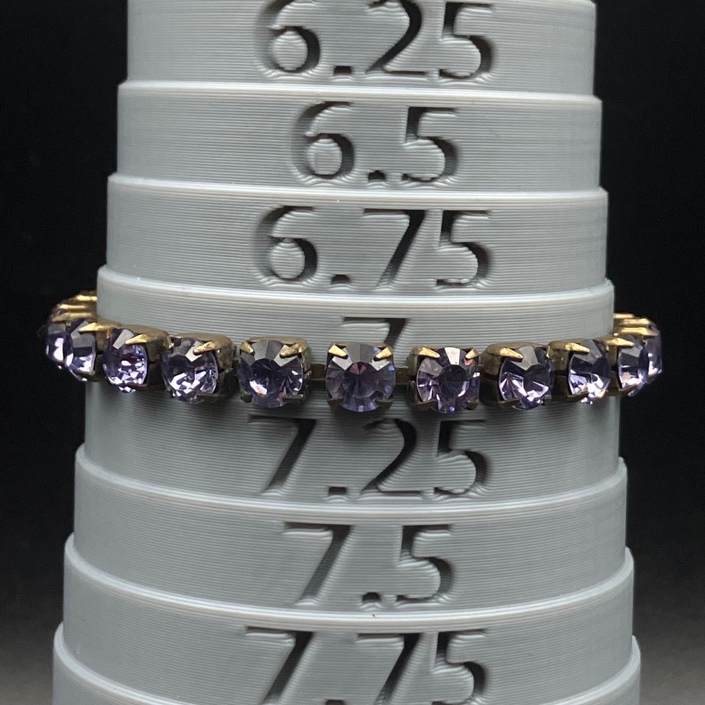 Vintage Purple Rhinestone Tennis Bracelet Faceted Prong Set Mid Century Size 7 - Picture 4 of 10